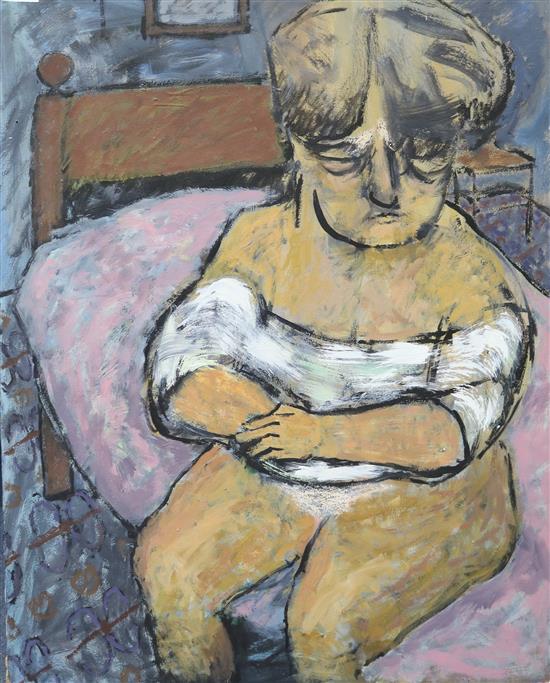 Ivor Johns (1924-1993) oil on board, Seated figure, 102 x 81cm unframed